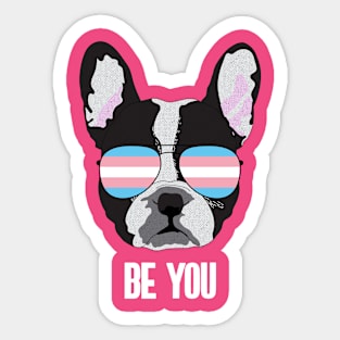 BE YOU - Boston Terrier Dog Trans Transgender Pride Flag Sticker